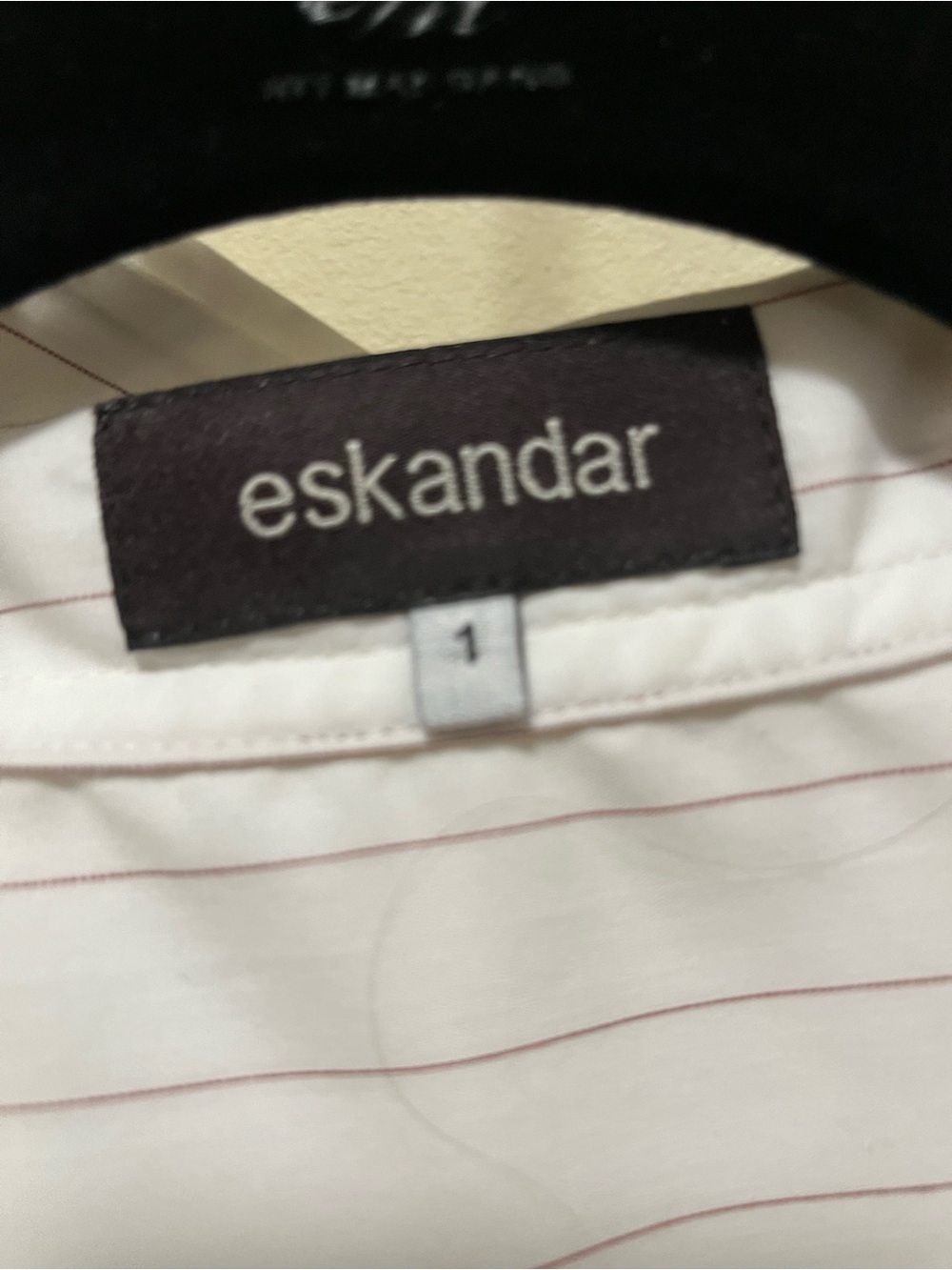 eskandar White Top with Thin Pink Pinstripes
